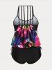 Tie Dye Double Up Strappy Backless Plus Size & Curve Tankini Swimsuit -  