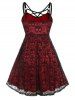Plus Size Strappy Skull Lace Gothic Dress -  