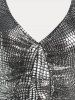Robe de Soirée Moulante Mi-Longue en Couleur Métallisée de Grande Taille à Volants - Argent 2x | US 18-20