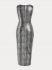 Plus Size & Curve Metallic Color Ruffled Party Bodycon Midi Dress -  