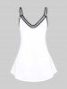 Plus Size & Curve Heart Print Two Tone Tank Top -  