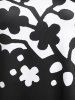 Plus Size & Curve Monochrome Floral Print Lace Panel Tank Top -  