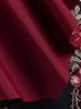 Maillot de Bain Tankini Matelassé Superposé Rose Brodée de Grande Taille - Rouge foncé 5X