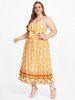 Plus Size & Curve Bohemian Bowknot Floral Print Maxi Dress -  