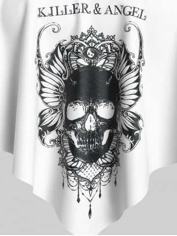 Plus Size & Curve Gothic Skull Print Ruffled Overlay Tankini Swimwear