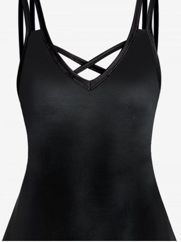 Plus Size & Curve Crisscross Solid A Line Sleeveless Dress