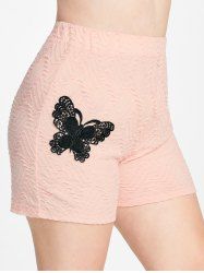 Short Texturé Papillon en Dentelle à Coupe Haute de Grande Taille - Rose clair L