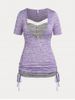 Plus Size & Curve Lace Panel Cinched Ruched Space Dye T Shirt -  
