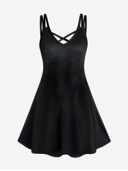Plus Size & Curve Crisscross Solid A Line Sleeveless Dress -  