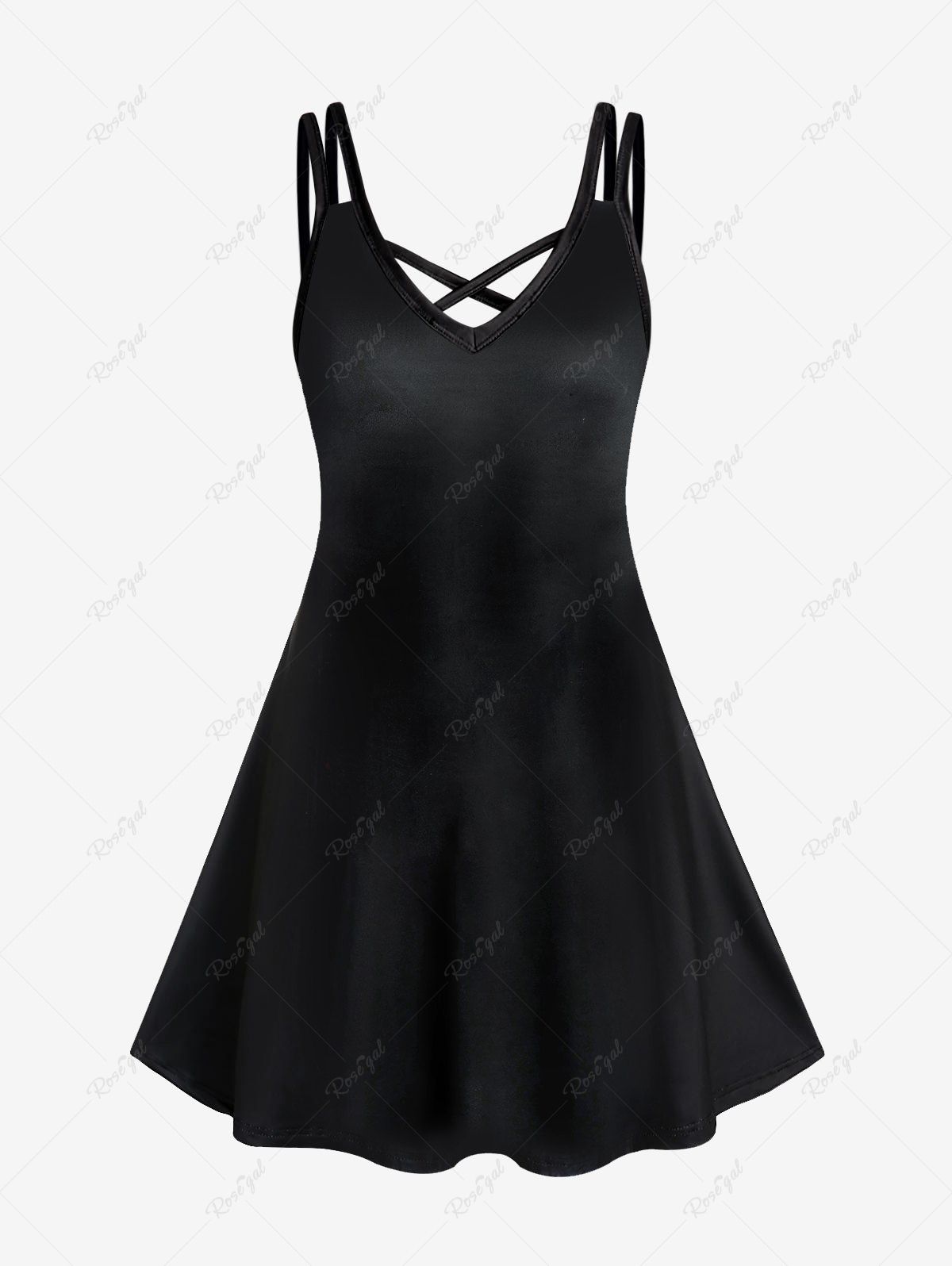 Store Plus Size & Curve Crisscross Solid A Line Sleeveless Dress  