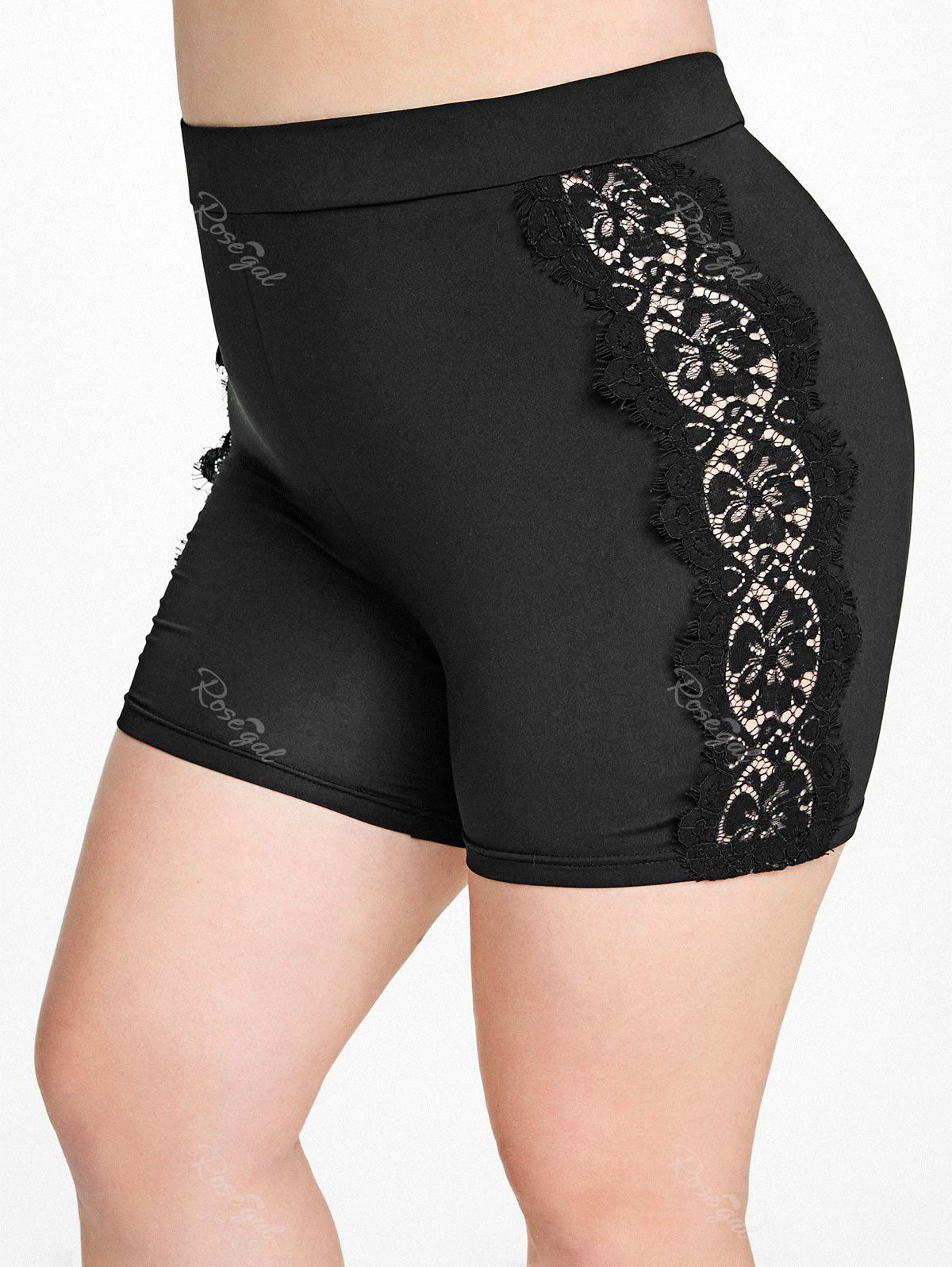 Buy Plus Size & Curve Lace Panel High Rise Shorts  