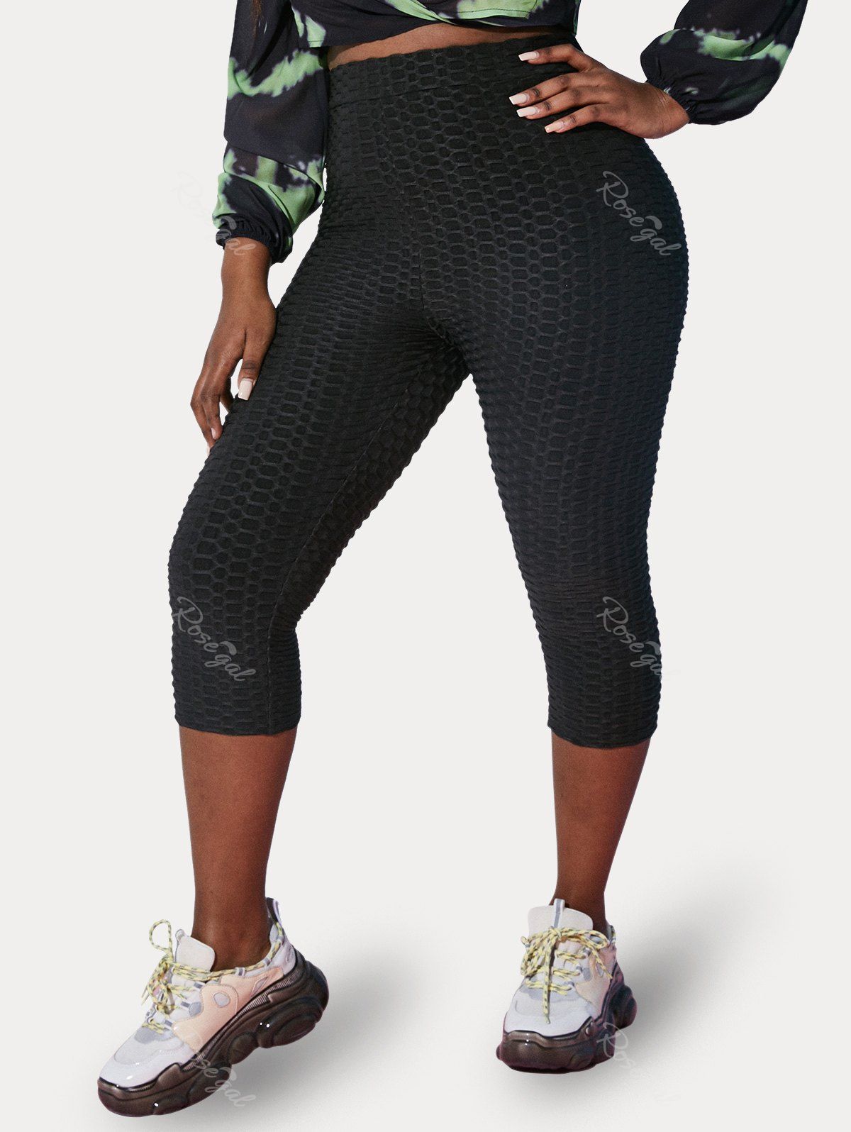 Legging Corsaire de Yoga Courbe Anti-cellulite Grande Taille Noir L