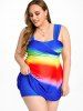 Plus Size & Curve Rainbow Color Crossover Boyleg Swim Dress -  
