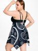 Plus Size & Curve Handkerchief Paisley Print Modest Swim Dress -  
