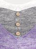 T-shirt Chiné Courbe Panneau en Dentelle Grande Taille à Volants - Violet clair 4X | US 26-28