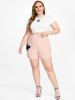 Plus Size & Curve High Rise Lace Butterfly Textured Shorts -  