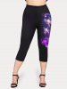 Plus Size & Curve Butterfly Floral Galaxy Capri Leggings -  