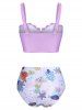 Maillot de Bain Tankini Corset avec Armatures Motif Vie - Violet clair L