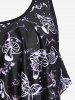 Plus Size & Curve Mushroom Print Ruffled Overlay Cinched Tankini Swimsuit -  