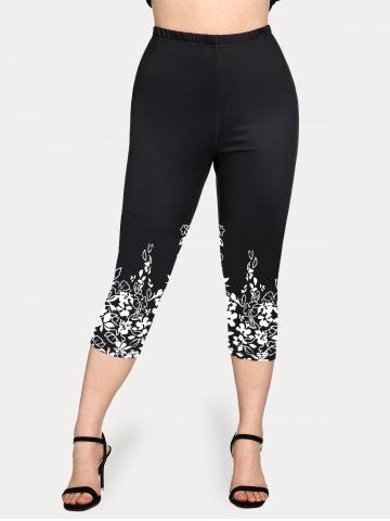 Plus Size & Curve Floral High Waisted Capri Leggings