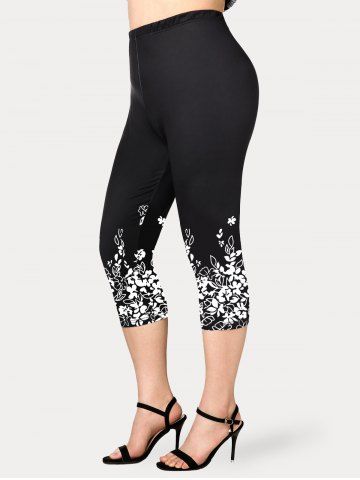 Plus Size & Curve Floral High Waisted Capri Leggings