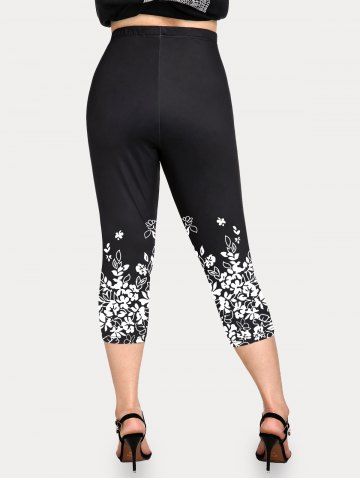 Plus Size & Curve Floral High Waisted Capri Leggings