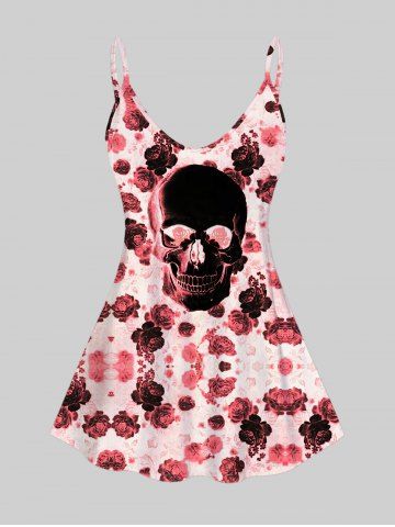 Plus Size & Curve Floral Skull Tank Top