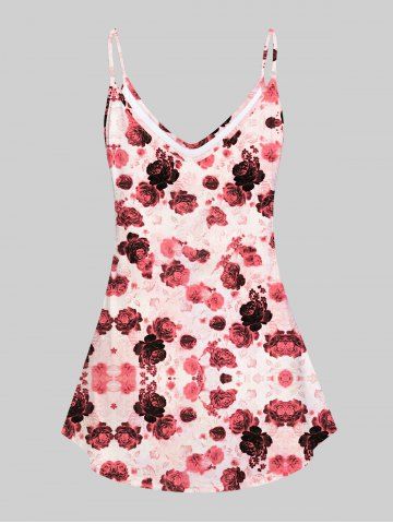Plus Size & Curve Floral Skull Tank Top