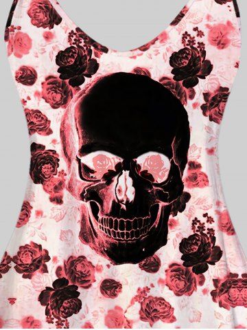 Plus Size & Curve Floral Skull Tank Top