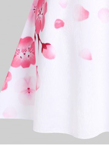 Plus Size & Curve Crisscross Sakura Blossom Print Sundress
