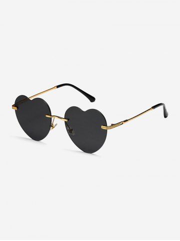 Heart Shape Metal Sunglasses - BLACK