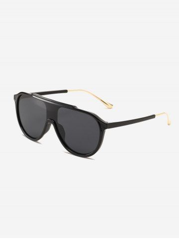 Retro Large Frame One-piece Sunglasses - BLACK