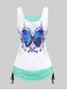 Plus Size & Curve Cinched Butterfly Print 2 in 1 Tank Top -  