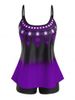 Plus Size Ombre Print Backless Cami Boyleg Modest Tankini Swimwear -  