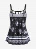 Plus Size & Curve Cutout Sun Moon Print Boyshorts Modest Tankini Swimsuit -  