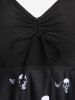 Plus Size & Curve Gothic Skull Butterfly Print Crisscross Swim Dress -  