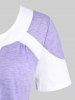 T-shirt Ourlet Courbe en Blocs de Couleurs Grande Taille à Lacets - Pourpre  1X | US 14-16
