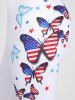 Plus Size & Curve American Flag Butterfly Patriotic Capri Leggings -  