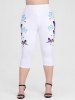 Plus Size & Curve American Flag Butterfly Patriotic Capri Leggings -  