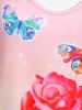 Plus Size & Curve Rose Butterfly Ombre Tank Top -  