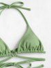 Textured O-ring Floss High Leg Bikini Swimwear -  