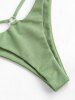 Textured O-ring Floss High Leg Bikini Swimwear -  
