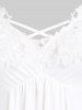 Plus Size & Curve Flower Applique Crisscross Solid A Line Sundress -  