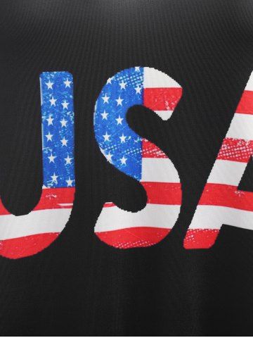 American Flag USA Print Tank Top and Butterfly American Flag Capri Leggings Plus Size Summer Outfit