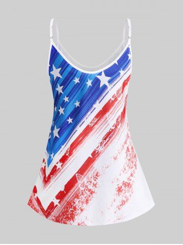 Plus Size & Curve Patriotic American Flag Print Tank Top