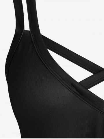 Plus Size Butterfly Checkerboard Crisscross A Line Sleeveless Dress