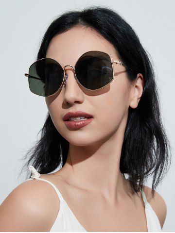 Large Frame Irregular Shape Metal Sunglasses - BLACK