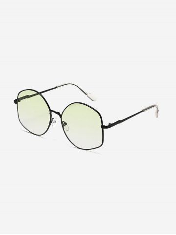 Large Frame Irregular Shape Metal Sunglasses - LIGHT GREEN