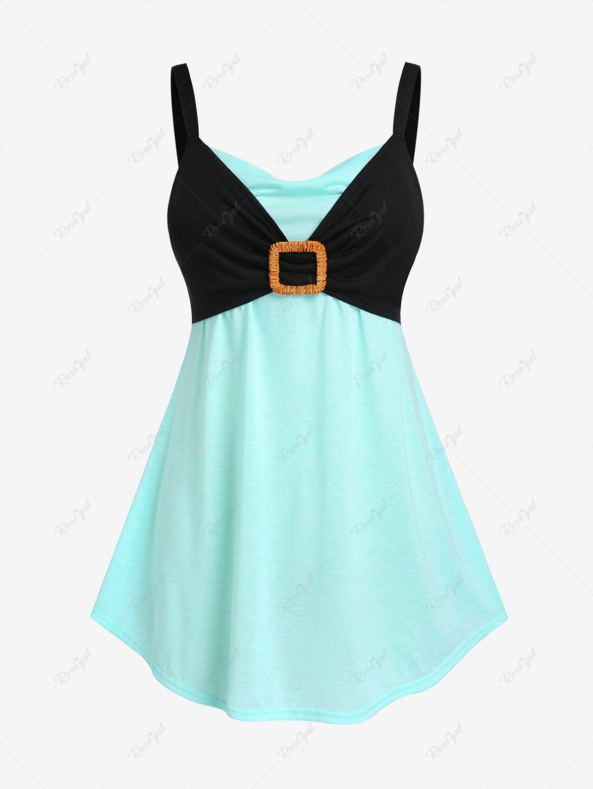 Buy Plus Size Cowl Neck Two Tone Tunic Tank Top  