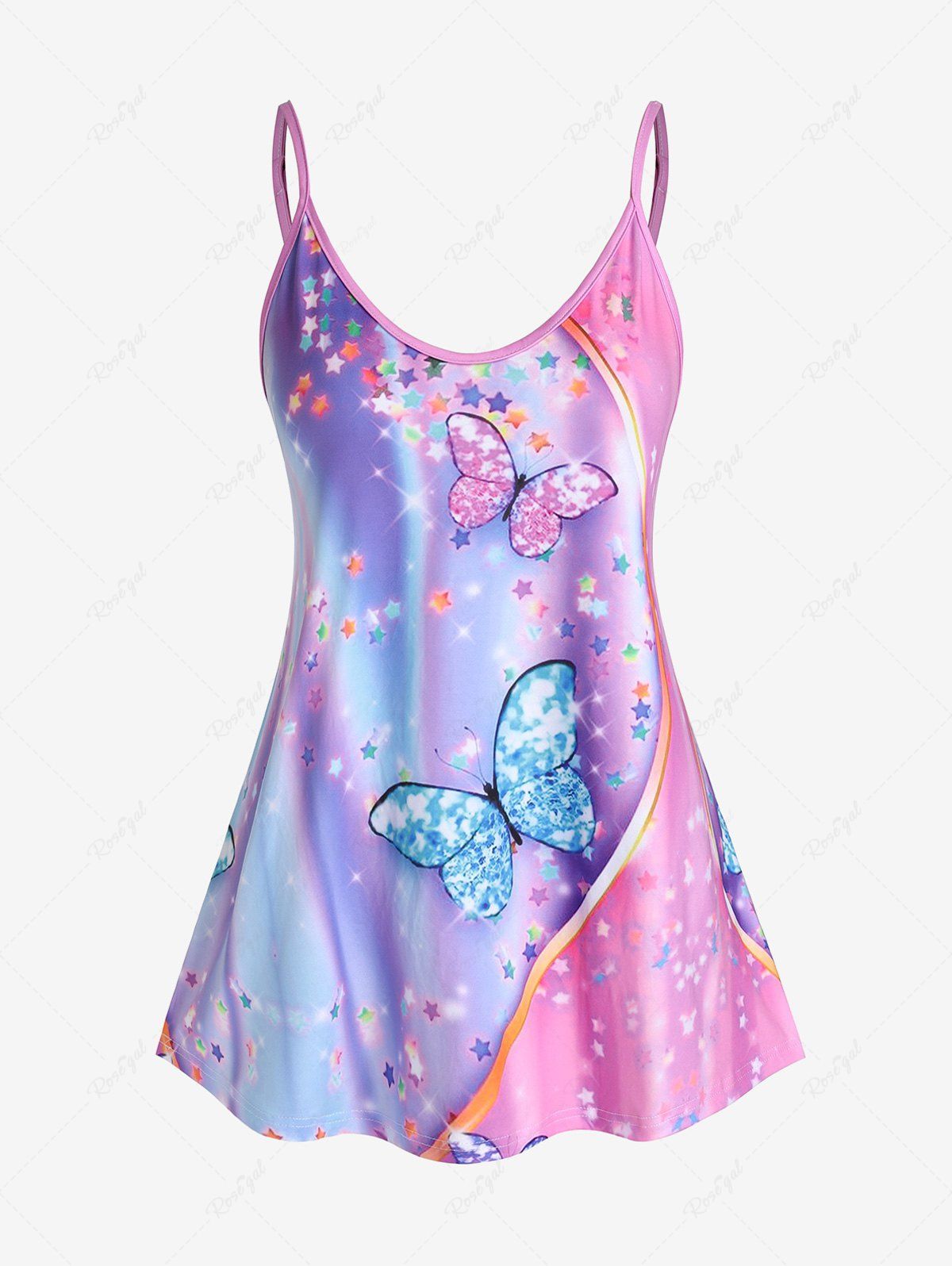 Trendy Plus Size & Curve Butterfly Stars Tank Top  